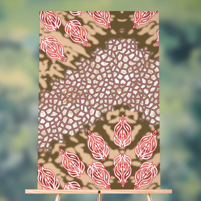Panneau En Acrylique Design de tissu complexe avec motifs floraux (Neutre)