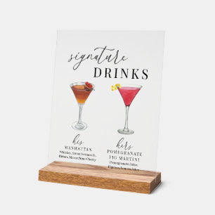 Panneau En Acrylique Design Elégant Aquarelle Signature Boissons