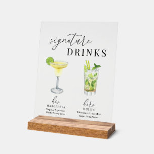 Panneau En Acrylique Design Elégant Aquarelle Signature Boissons