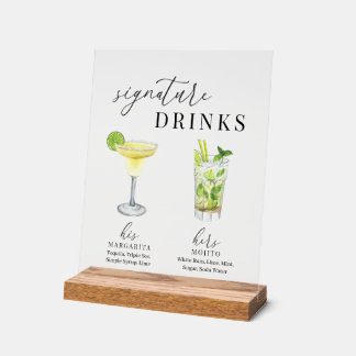 Panneau En Acrylique Design Elégant Aquarelle Signature Boissons