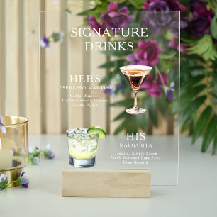 Panneau En Acrylique Design élégant moderne Signature Boissons Cocktail