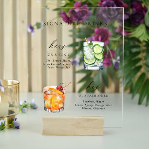 Panneau En Acrylique Design moderne et élégant Signature Boissons Cockt