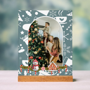 Panneau En Acrylique Design moderne Script de Noël Photo de famille