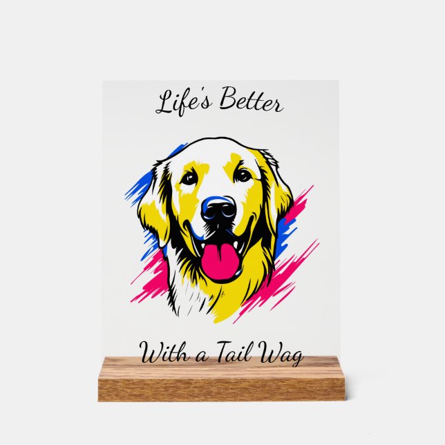 Panneau En Acrylique Design personnalisable de retriever doré dans le s (Recto)