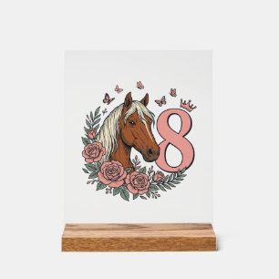 Panneau En Acrylique Dessin de gravure vintage floral pour les 8 ans du