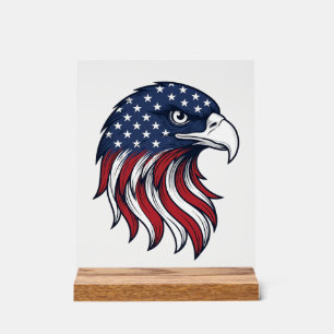 Panneau En Acrylique Dessin vectoriel de drapeau d'aigle patriotique po