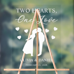 Panneau En Acrylique Deux cœurs, un amour Mariage personnalisé