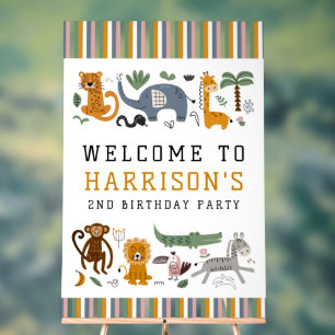 Panneau En Acrylique Deux Wild 2e anniversaire Safari Animaux mignons E