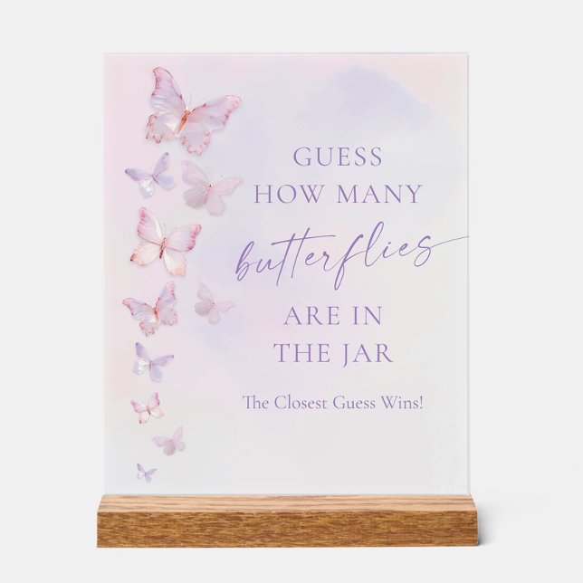 Panneau En Acrylique Devinez combien de papillons pour la Baby Shower p (Créateur téléchargé)
