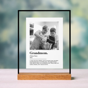 Panneau En Acrylique Dictionnaire de définition de photo de grand-mère