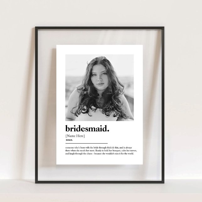 Panneau En Acrylique Dictionnaire de proposition de servante d'informat (Fun Bridesmaid Proposal Dictionary with Photo Acrylic Sign)
