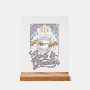 Panneau En Acrylique Dieu Est Plus Grand Chemise À Gravure Vintage Chré