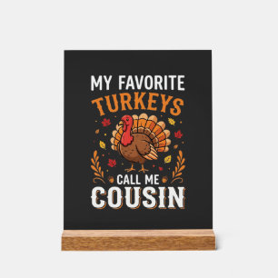 Panneau En Acrylique Dinde de Thanksgiving Famille Cousine