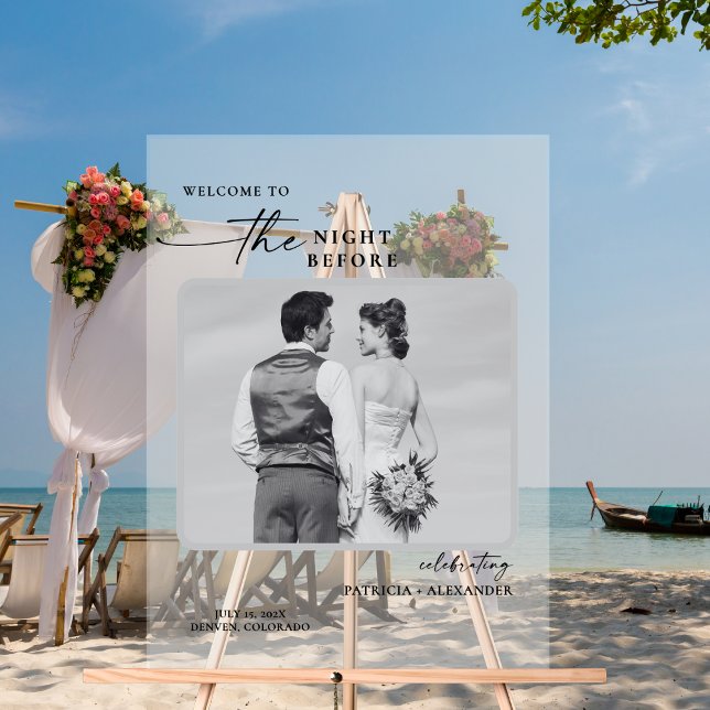 Panneau En Acrylique Dîner Avec Mariage Photo La Nuit Avant (Créateur téléchargé)