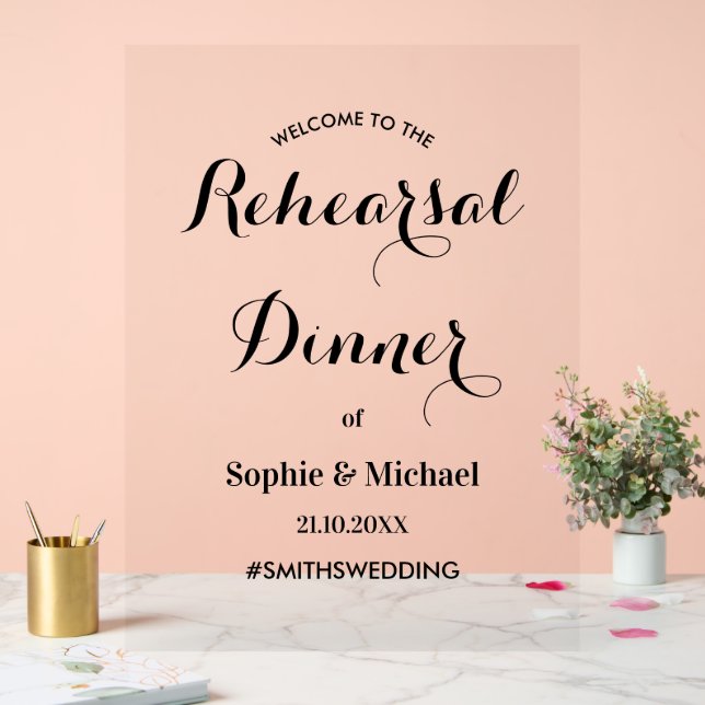 Panneau En Acrylique Dîner de répétition Bienvenue Mariage élégant (Mariage)