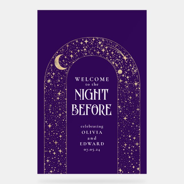 Panneau En Acrylique Dîner de répétition Céleste Purple Bienvenue (Recto)