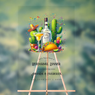 Panneau En Acrylique Dîner de répétition de la Fiesta Tacos et Tequila 