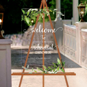 Panneau En Acrylique Dîner de répétition de la verdure Bienvenue