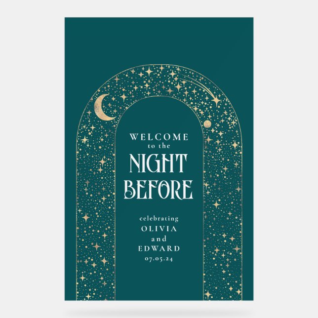 Panneau En Acrylique Dîner de répétition Turquoise céleste Bienvenue (Recto)