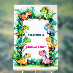Panneau En Acrylique Dinosaur T rex fête d'anniversaire Bienvenue