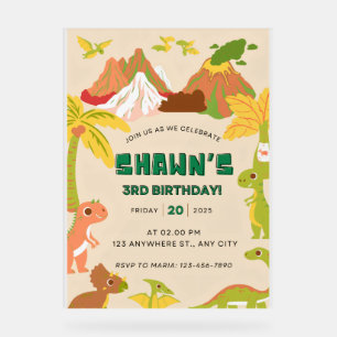 Panneau En Acrylique Dinosaur Thème Garçon Anniversaire Fête Invitation
