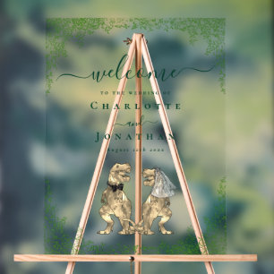 Panneau En Acrylique Dinosaur thème Mariage Bienvenue