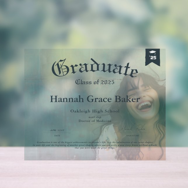 Panneau En Acrylique Diplôme de conservation commémorative (Neutre)