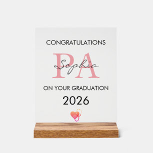 Panneau En Acrylique Diplôme personnalisé PA Nom Promotion 2026