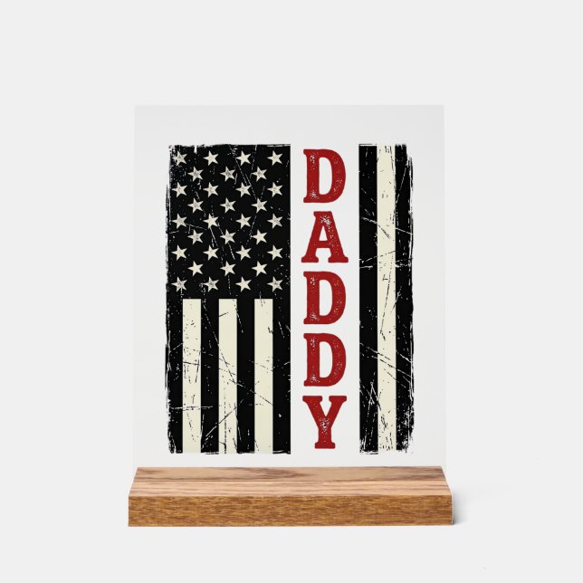 Panneau En Acrylique Distressed Daddy American Flag Shirt Design_1 (Recto)