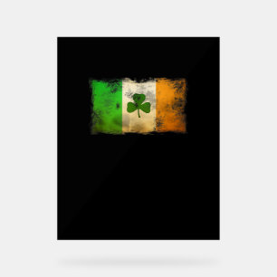 Panneau En Acrylique Distressed Ireland Shamrock drapeau Vintage irland