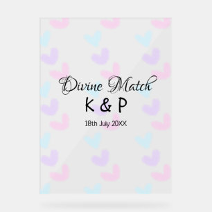 Panneau En Acrylique Divine match ajouter nom de couple lettre motif co