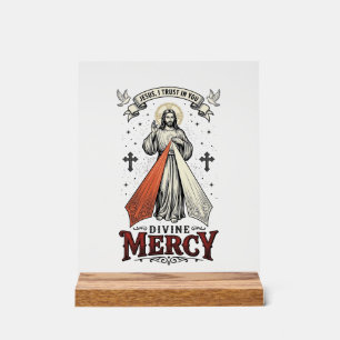 Panneau En Acrylique Divine Mercy Jésus Je me confie en Toi Vintage T-S