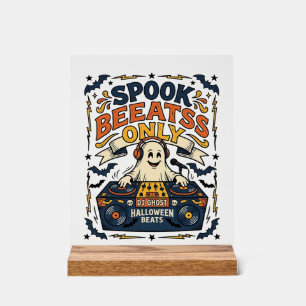 Panneau En Acrylique DJ Ghost Spooky Beats Gravure Vintage Halloween