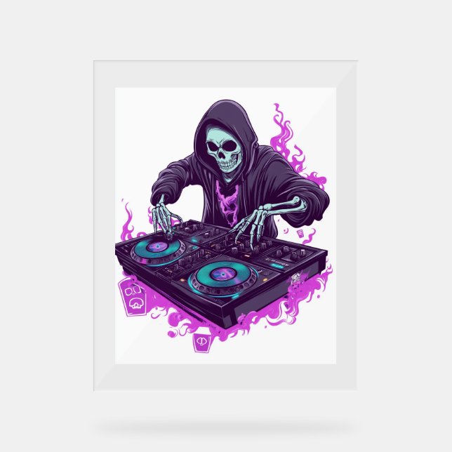 Panneau En Acrylique DJ Halloween Skeleton (Recto)