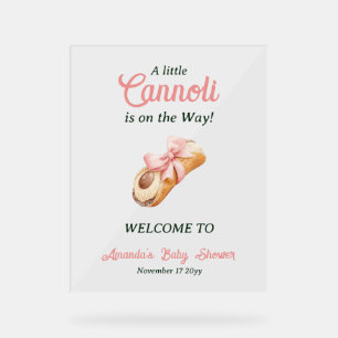 Panneau En Acrylique Douce Fille au Nœud Rose Cannoli Baby Shower Itali