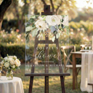 Panneau En Acrylique Douce Nuit Fleurs Blanches de Floraison Verte pour