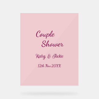 Panneau En Acrylique douche de couple rose violet pastel mariage nom da