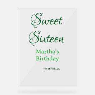 Panneau En Acrylique Douze ans vert nom date calligraphie boho ret