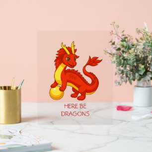 Panneau En Acrylique Dragon Chinois Rouge