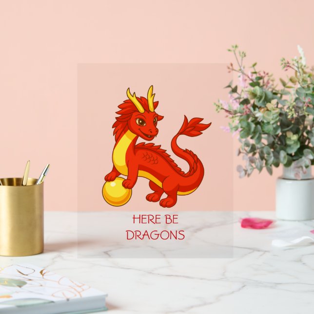 Panneau En Acrylique Dragon Chinois Rouge (Mariage)