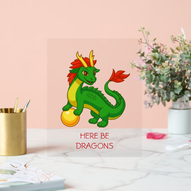 Panneau En Acrylique Dragon Chinois Vert (Mariage)