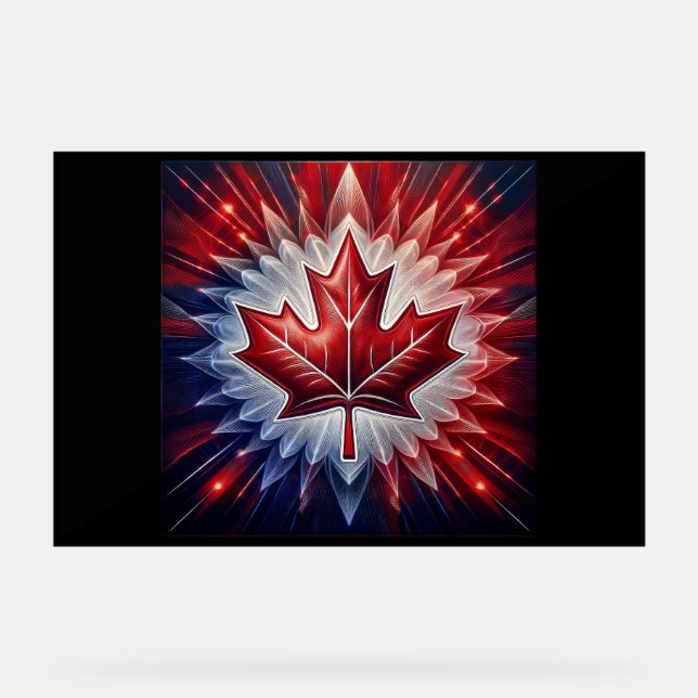 Panneau En Acrylique Drapeau canadien Feuille d'érable Fractal (Recto)