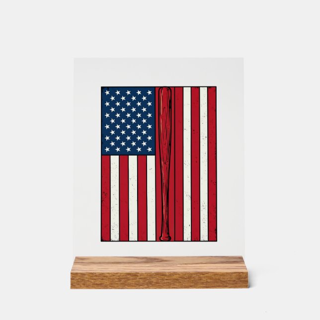 Panneau En Acrylique Drapeau de baseball en détresse design vectoriel v (Recto)