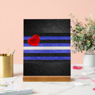 Panneau En Acrylique Drapeau de fierté en cuir SlipperyJoe's noir bleu