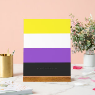 Panneau En Acrylique Drapeau de fierté non binaire de SlipperyJoe's jau