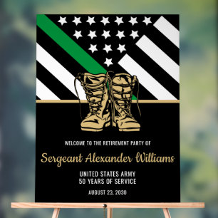 Panneau En Acrylique Drapeau de la ligne verte de retraite militaire Pa