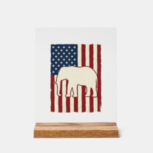 Panneau En Acrylique Drapeau d'éléphant patriotique Conception de vecte