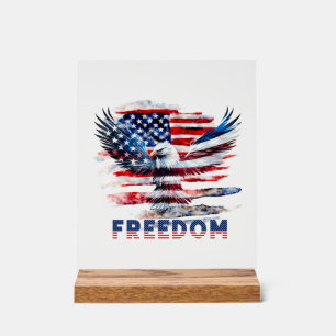 Panneau En Acrylique Drapeau et aigle des Etats-Unis.Liberté.