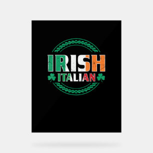 Panneau En Acrylique Drapeau irlandais italien moitié irlandais moitié