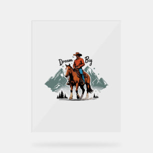 Panneau En Acrylique Dream Big- Cowboy équitation cheval